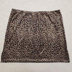 VTG 80s 90s Jacques Leopard Animal Print Velour Skirt 3X USA Loose Raw Hem As-Is